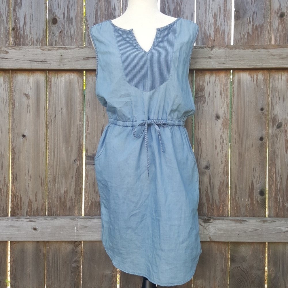 Kensie Jeans Blue Denim Bib Dress Medium NWT